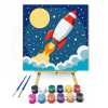 Creative Land Kft Űrrakéta útja - gyerek számfestő készlet – 30×30 cm (Keretre feszítve)