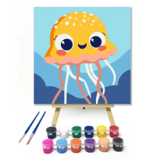 Creative Land Kft Vidám medúza - gyerek számfestő készlet – 20×20 cm (Keretre feszítve) kreatív és készségfejlesztő