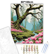 Creative Land Kft Virágzó ciklámenek - számfestő készlet – 80×100 cm (Keretre feszítve) kreatív és készségfejlesztő