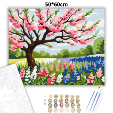Creative Land Kft Virágzó cseresznyefa - számfestő készlet – 50×60 cm (Keretre feszítve) kreatív és készségfejlesztő