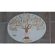  Családfa fa táblára gravírozva dekorációs kellék