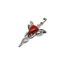 Csepp medál fém trefoil Jáspis vörös 2,5x4cm medál