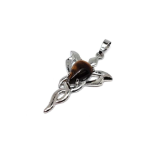 Csepp medál fém trefoil Tigrisszem 2,5x4cm medál