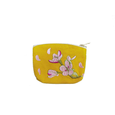  Cseresznyevirág mintás hímzett mini neszeszer/pénztárca - Sárga pénztárca