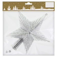  Csillag alakú csúcsdísz műanyag ezüst 18 cm x 19 cm karácsonyfadísz