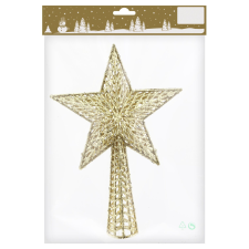  Csillag alakú műanyag csúcsdísz csillámmal arany karácsonyfadísz