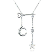 Csillag,hold- fehér- Swarovski kristályos nyaklánc nyaklánc