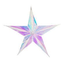  Csillag irizáló, szétnyitható, akasztós 30 cm dekorációs kellék