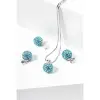 Csillogó Kék Színű Swarovski Kövekkel Díszített S925 Ezüst Gömb Medál