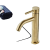  Csiszolt arany fürdőszoba csaptelep, egyfogantyú, meleg és hidegvízkeverő, szálcsiszolt arany magas 2