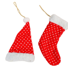  Csizma-sapka akasztós textil 15cm dekorációs kellék