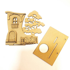  Csizmaház, talpas, MDF. Mérete: 14,5x16,5 cm dekorációs kellék