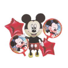 Csokor 5 db Mickey Party fólialéggömb, 45 x 45 cm-es party kellék