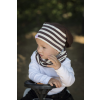 Csomós sapka, csík, sötétbarna-fehér