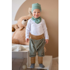  Csomós sapka kétrétegű, egyszínű, mélyzöld babasapka, sál