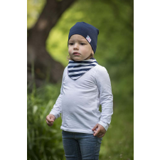  Csomós sapka kétrétegű, egyszínű, sötétkék babasapka, sál