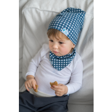  Csomós sapka kétrétegű, körgömb, türkiz babasapka, sál