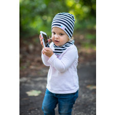  Csomós sapka, vastagcsík, fekete-fehér babasapka, sál