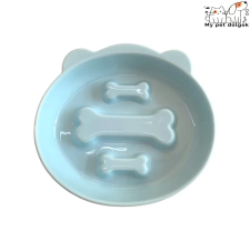  Csont mintájú kerámia evéslassító kutyatál - Halványkék kutyatál
