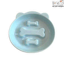  Csont mintájú kerámia evéslassító kutyatál - Halványkék kutyatál