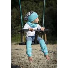  Csősapka, 3csík, kék-fehér-barna babasapka, sál