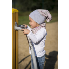  Csősapka, csík, rózsaszín-szürke babasapka, sál