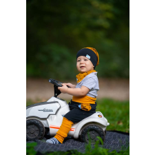  Csősapka, háromszög, fekete-mustár babasapka, sál