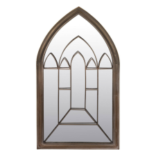  Csúcsíves gótikus jellegű fazettás fali tükör barna-fekete fém keretben 121x65x3cm bútor