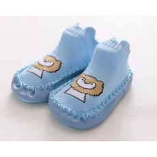  Csúszásgátlós babacipő, puha talpú babazokni - Kék maci-14 cm