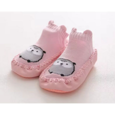  Csúszásgátlós babacipő, puha talpú babazokni - Rózsaszín bagoly-14 cm
