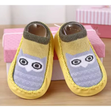  Csúszásgátlós babacipő, puha talpú babazokni - Sárga bagoly-13 cm