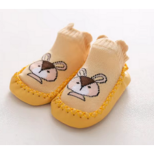  Csúszásgátlós babacipő, puha talpú babazokni - Sárga nyuszis-12 cm gyerek cipő