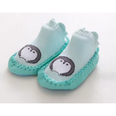  Csúszásgátlós babacipő, puha talpú babazokni - Türkiz pingvin-11 cm