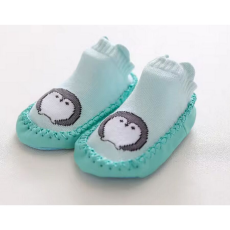  Csúszásgátlós babacipő, puha talpú babazokni - Türkiz pingvin-13 cm