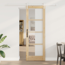  csúszó ajtó hardver készlettel 73,5x211 cm tömör fenyő építőanyag