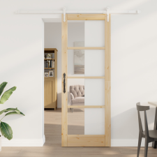  Csúszó Ajtó Hardver Készlettel 78x211 cm Masszív Fa Fenyő építőanyag