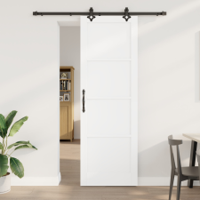  Csúszó Ajtó Hardver Készlettel Fehér 78x232 cm Szilárd Fenyő építőanyag