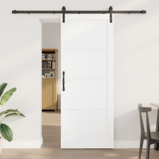  Csúszó Ajtó Hardver Készlettel Fehér 83x211 cm Tömör Fenyő építőanyag