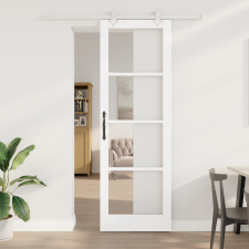  Csúszóajtó Hardver Készlettel Fehér 78x232 cm Szilárd Fenyő építőanyag