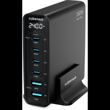 CubeNest S6D0 GaN 240 W töltőfej - fekete (6974699971535) mobiltelefon kellék