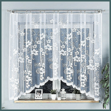 Curtain ARLETA, virágmintás, fehér jacquard panoráma függöny lakástextília
