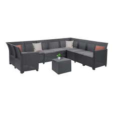 CURVER Claire IX 9 személyes sarokgarnitúra párnatartós asztallal kerti bútor