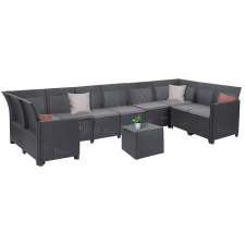 CURVER Claire VIII 9 személyes sarokgarnitúra párnatartós asztallal grafit kerti bútor