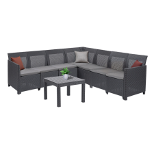 CURVER Claire XII 7 személyes sarokgarnitúra orlando asztallal kerti bútor