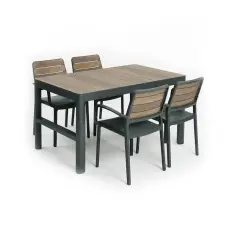 CURVER Deco Lyon 4+1 kartámaszos kerti bútor garnitúra szett dió-grafit kerti bútor