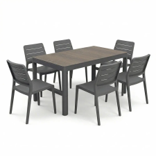 CURVER Deco Lyon Prime 6+1 kerti bútor garnitúra szett dió-grafit kerti bútor