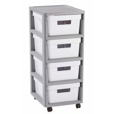 CURVER Infinity Fiókos tárolódoboz 4x11L - Fehér/Szürke (231559) bútor