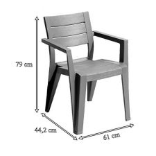 CURVER Julisa Kerti Bútor Szett - 4+1 Fős, Műanyag, Antracit Szürke kerti bútor