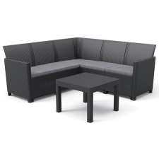 CURVER KETER CLAIRE 5 SEAT MŰRATTAN KERTI SAROKBÚTOR GARNITÚRA, GRAFIT kerti bútor