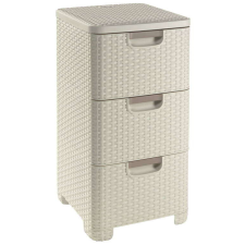 CURVER &quot;STYLE&quot; RATTAN 3 FIÓKOS SZEKRÉNY - Krém bútor